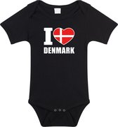 I love Denmark baby rompertje zwart jongens en meisjes - Kraamcadeau - Babykleding - Denemarken landen romper 68 (4-6 maanden)