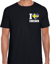 I love Sweden t-shirt zwart op borst voor heren - Zweden landen shirt - supporter kleding M