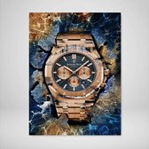 DEVICI Motiverende Wanddecoratie - Muurdecoratie - Audemars Piguet Royal Oak Chronograph 18K Gold - Canvas Wall Art Ingelijste Wanddecoratie Kantoor Ingelijste Kunstposters & Kunstprints