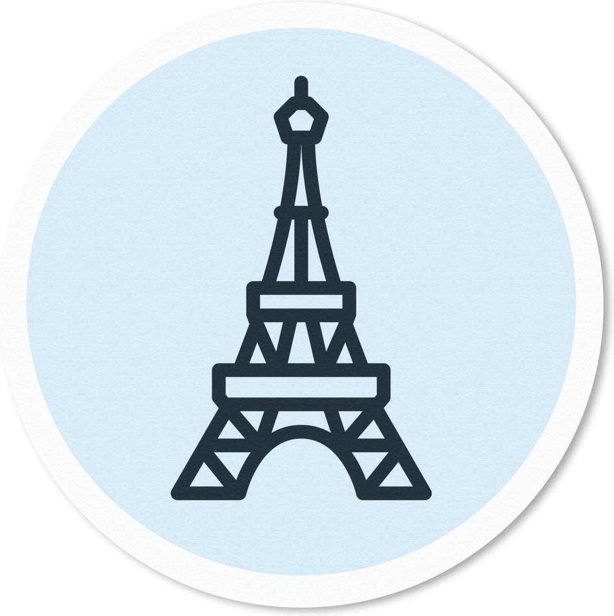 Muismat rond 40x40 cm - Mousepad Parijs - Eiffeltoren - Blauw - Ronde muismatten