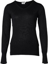 Dames trui lange mouw V-hals zwart | Maat XL