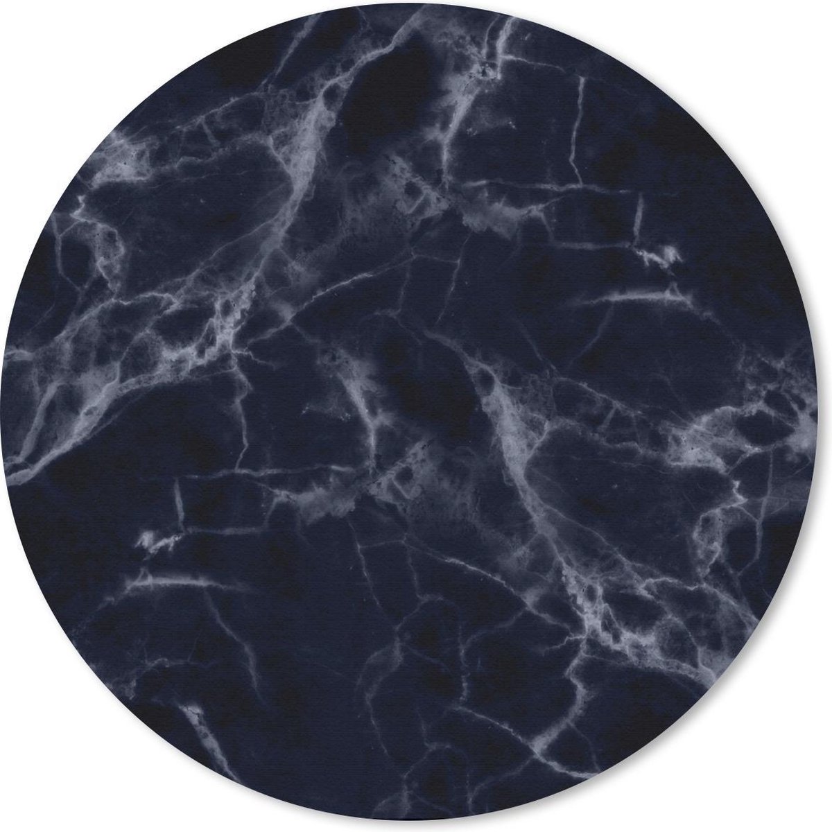 Muismat rond 40x40 cm - Mousepad Marmer - Zwart - Wit - Ronde muismatten