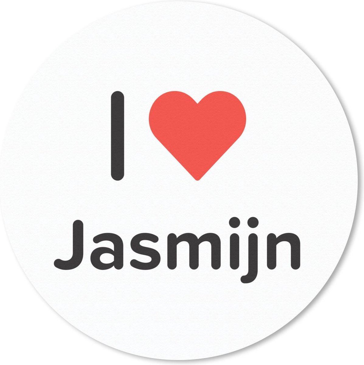 Muismat rond 40x40 cm - Mousepad I love - Jasmijn - Meisje - Ronde muismatten