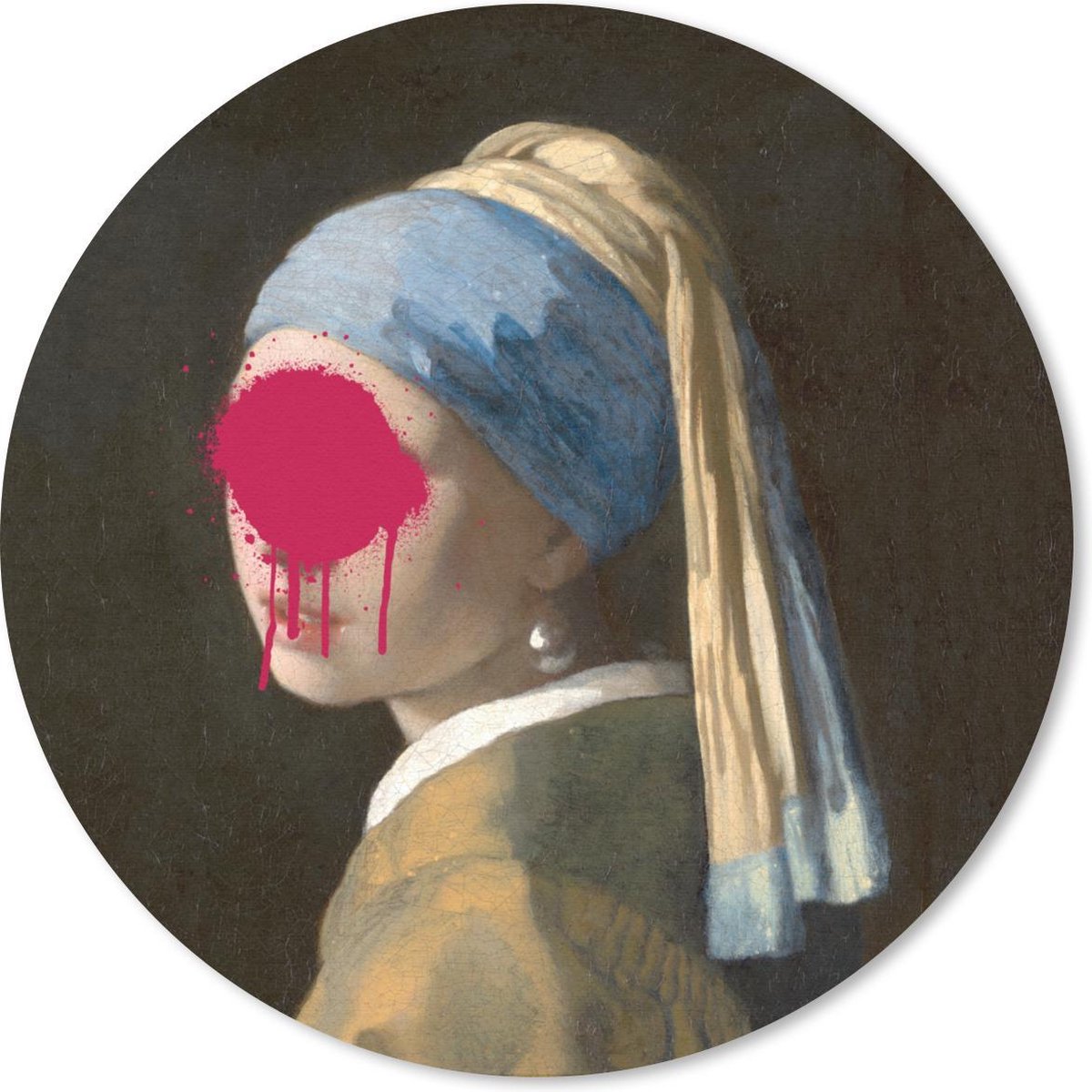 Muismat rond 40x40 cm - Mousepad Meisje met de parel - Vermeer - Kunst - Ronde muismatten