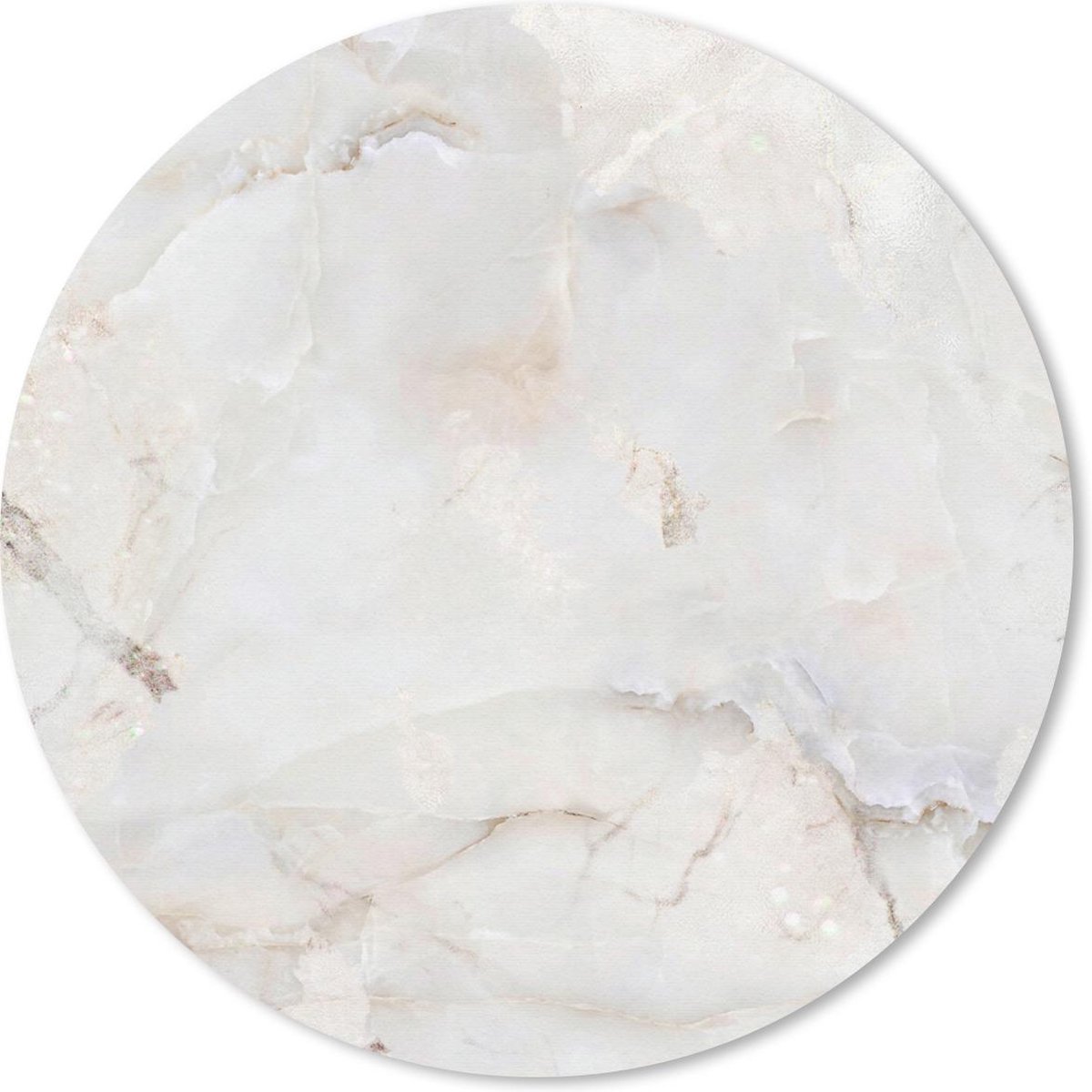 Muismat rond 50x50 cm - Mousepad Marmer - Geel - Parelmoer - Ronde muismatten
