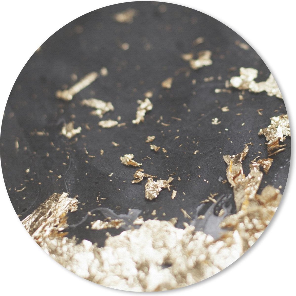 Muismat rond 50x50 cm - Mousepad Marmer - Goud - Luxe - Zwart - Ronde muismatten