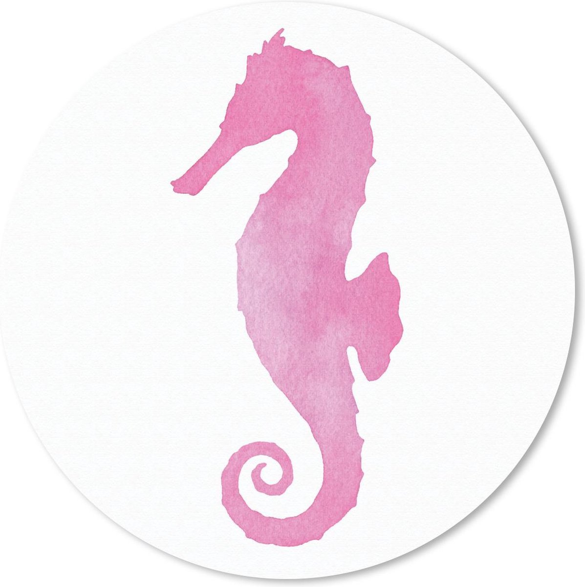 Muismat rond 50x50 cm - Mousepad Zeepaardje - Roze - Waterverf - Ronde muismatten