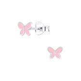 zilveren lichtroze vlinder oorstekers | Oorbellen meisje | Kinderoorbellen meisje zilver | Zilverana