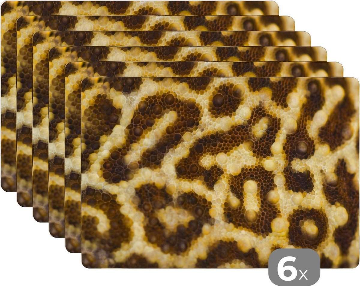 Placemat - Placemats kunststof - Close-up van luipaard patronen - 45x30 cm - 6 stuks - Hittebestendig - Anti-Slip - Onderlegger - Afneembaar