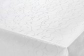 Tafelzeil/tafelkleed Damast witte krullen print 140 x 180 cm - Tuintafelkleed