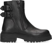 Sacha - Dames - Zwarte biker boots met gespen en ritsen. - Maat 38