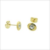 Aramat jewels ® - Oorstekers rond staal strass goudkleurig 8mm