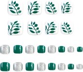 Nep teen nagels - Groen/Wit/zilver