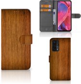 Coque de téléphone OPPO A54 5G | A74 5G | A93 5G Wallet Book Case Bois Foncé