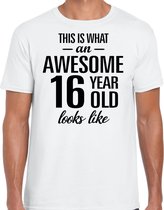 Awesome 16 year - geweldige 16 jaar cadeau t-shirt wit heren - Verjaardag cadeau L
