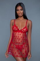 Valentine Transparante Babydoll Set - Rood - Sexy Lingerie & Kleding - Lingerie Dames