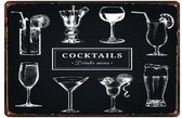 Retro Muur Decoratie uit Metaal Vintage Cocktails 20x30cm DU1599