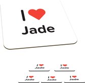 Onderzetters voor glazen - I love - Jade - Meisje - 10x10 cm - Glasonderzetters - 6 stuks