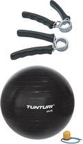 Tunturi - Fitness Set - Knijphalters 2 stuks - Gymball Zwart 65 cm