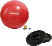 Tunturi - Fitness Set - Halterschijven 2 x 0,5 kg - Gymball Rood 55 cm