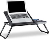 Relaxdays 1x laptoptafel hout - bedtafel inklapbaar - kantelbaar bedtafeltje - zwart