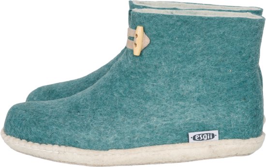 Vilten damesslof High Boots seagreen Colour:Zeegroen/ Ecru Size:39