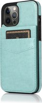 Hoesje geschikt voor iPhone 12 Mini - Backcover - Pasjeshouder - Portemonnee - Kunstleer - Lichtblauw