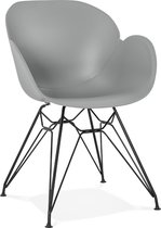 Alterego Design stoel 'SATELIT' grijs industriële stijl met zwart metalen voeten