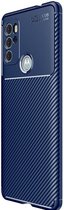 Motorola Moto G60S Hoesje Siliconen Carbon TPU Back Cover Blauw