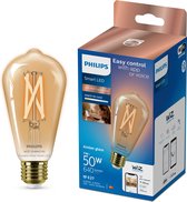 Philips Ampoule filament ambre 7 W (éq. 50 W) ST64 E27, Ampoule intelligente, Or, Translucide, LED, E27, Blanc, 2000 K