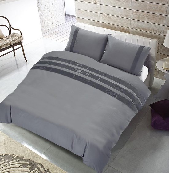 The Supreme Home Collection Avenza Argent Grijs Taille: 1 personne (140 x 220 cm + 1 taie d'oreiller)