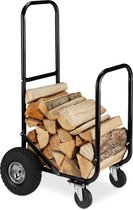 Relaxdays brandhout rek metaal - brandhoutrek binnen en buiten - houtopslag - haardhoutrek