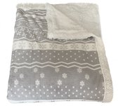JEMIDI XXL warme fleece deken - Knuffeldeken voor op de bank - 180 x 220 cm - Wasbaar - Lichtgrijs