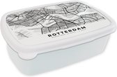 Broodtrommel Wit - Lunchbox - Brooddoos - Kaart - Rotterdam - Nederland - 18x12x6 cm - Volwassenen