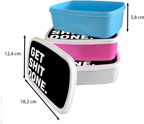 Boîte à pain Wit - Boîte à lunch - Boîte à pain - Proverbes - Get shit done - Citations - 18x12x6 cm - Adultes - Cadeau Sinterklaas - Distribution de cadeaux pour enfants - Cadeaux chaussures Sinterklaas