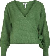 Object OBJTHESSA L/S WRAP PULLOVER A DIV Dames Artichoke Green - maat XL