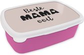 Broodtrommel Roze - Lunchbox - Brooddoos - Mama - Spreuken - Beste mama ooit - Quotes - 18x12x6 cm - Kinderen - Meisje