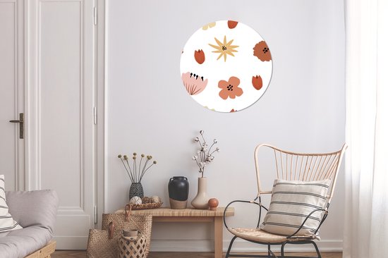 Fleurs abstraites sur fond blanc Assiette en plastique cercle mural ⌀ 60 cm - impression photo sur cercle mural / cercle vivant (décoration murale)