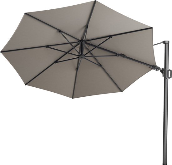 Foto: Platinum challenger t2 parasol 350cm manhattan grijze ronde zweefparasol