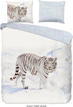 Good Morning Tigris Dekbedovertrek - Flanel - Tweepersoons - 200x200/220 cm - Off-white