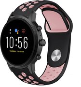 Siliconen Smartwatch bandje - Geschikt voor  Fossil Gen 5 sport band - zwart/roze - Strap-it Horlogeband / Polsband / Armband