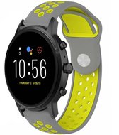 Siliconen Smartwatch bandje - Geschikt voor  Fossil Gen 5 sport band - grijs/geel - Strap-it Horlogeband / Polsband / Armband