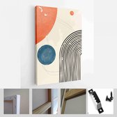 Een trendy set van abstracte handgeschilderde illustraties voor briefkaart, social media banner, brochure omslagontwerp of wanddecoratie achtergrond - moderne kunst canvas - vertic