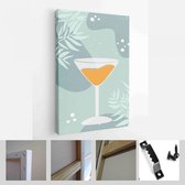 Abstract stilleven in pastelkleuren. Collectie hedendaagse kunst. Abstracte papier gesneden elementen, vormen voor sociale media, posters - Modern Art Canvas - Verticaal - 17256045