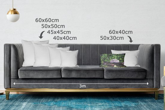 Sierkussen Hérisson pour l'intérieur - Hérisson sur souche d'arbre - 50x30 cm - Coussin intérieur rectangulaire en coton