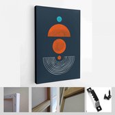 Een trendy set van abstracte zwarte handgeschilderde illustraties voor briefkaart, social media banner, brochure cover ontwerp of wanddecoratie achtergrond - moderne kunst canvas -