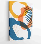 Botanische muur kunst vector set. Earth tone boho gebladerte lijntekeningen met abstracte vorm 3 - Moderne schilderijen – Verticaal – 1894237291 - 50*40 Vertical