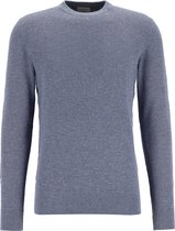 Profuomo heren trui katoen - slim fit met O-hals - blauw -  Maat: M