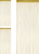 Relaxdays 3x Draadgordijn glitters - deurgordijn - draadjesgordijn - 90 x 245 cm - goud