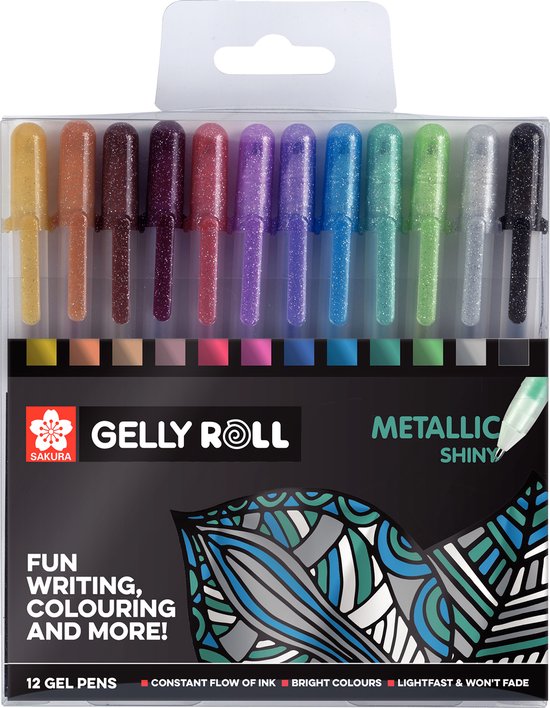 Foto: Sakura unieke collectie van 12 gelly rolls metallic